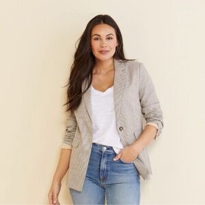 Sanctuary Women's Checkered Blazer in Tan and White